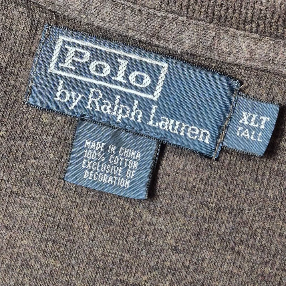 VTG Polo Ralph Lauren Men's XLT Brown Estate Rib‎ 1/4 Zip Pullover